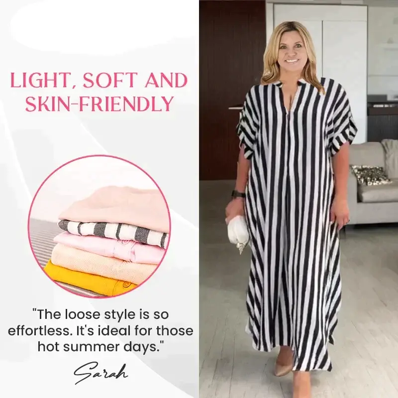 🎉New Product Launch💐– V-Neck Striped Maxi Dress（50% OFF）