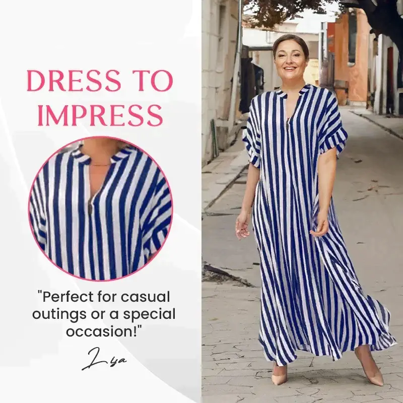 🎉New Product Launch💐– V-Neck Striped Maxi Dress（50% OFF）