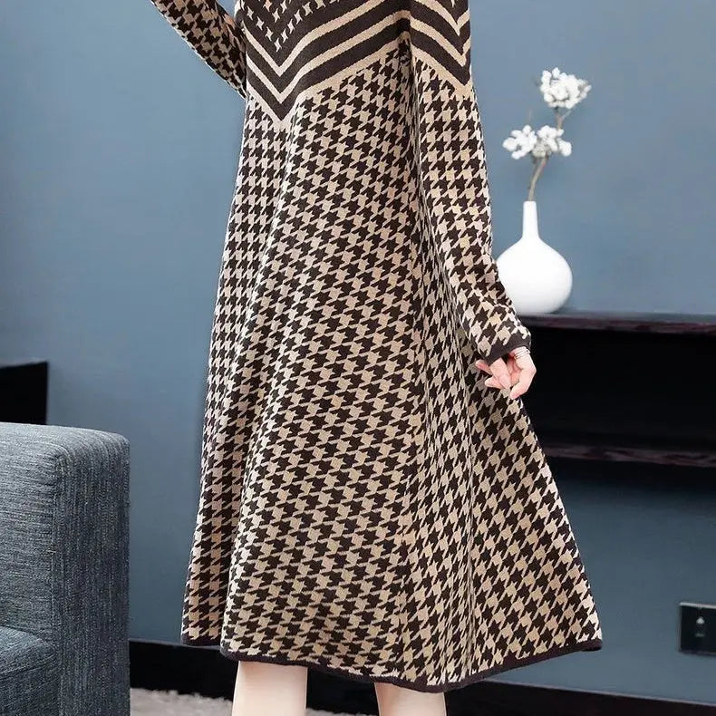 Printed Plaid Knit Dress