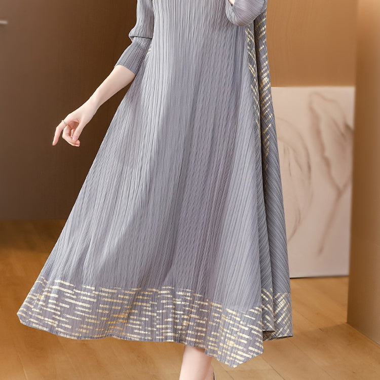 💃Midi Sleeve Pleated V-Neck Loose Dress （80% OFF）